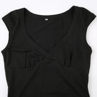 BUNO-Camisetas básicas con escote en V profundo para mujer, camisetas lisas, ropa de discoteca Vintage, ropa de mujer, moda de verano 2025 - details 6