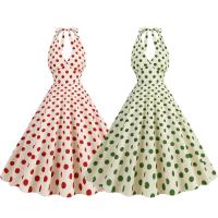 Vestido de péndulo con estampado de lunares y cuello retro estilo veraniego para mujer. - details 0