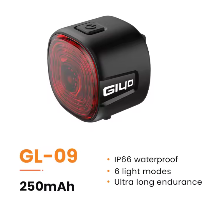 Luz trasera de freno inteligente para bicicleta, resistente al agua IP66, 6 modos de luz, lámpara trasera de alto brillo para poste de asiento/sillín/bolsa - 1