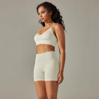 Conjunto Deportivo de Yoga sin Costuras para Mujeres Sports Bra Sin Mangas, Pantalones Cortos - details 18