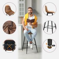 Taburete de Bar Industrial Vintage Altura de 72,5cm, Diseño de Resalto y Reposapiés, Tapizado de Gamuza, Marrón - details 3