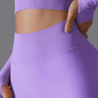 Pantalones deportivos lisos para mujer con elevación, ropa de yoga, leggings de gimnasio, entrenamiento para mujer, leggings sin costuras para mujer - details 14