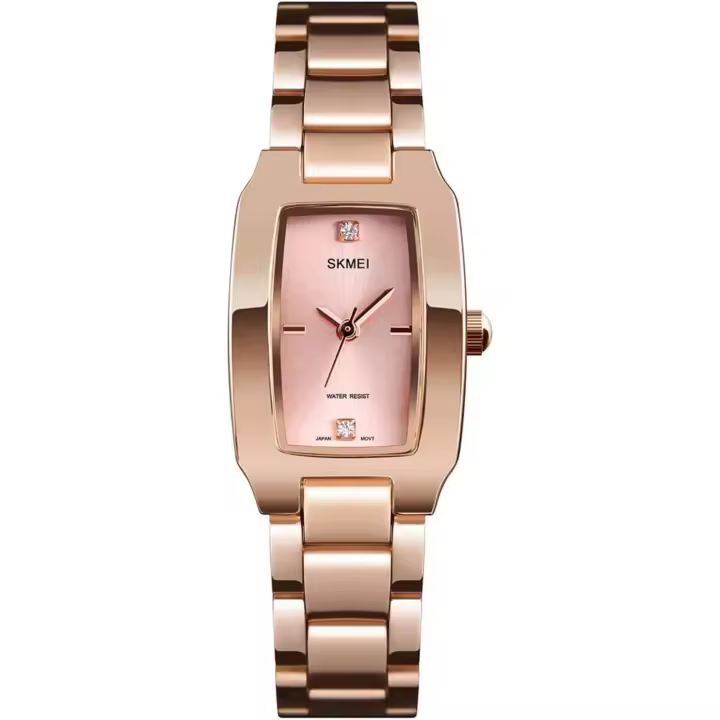Relojes para mujer, señoras, diámetro femenino, oro rosa, cuadrado, acero inoxidable, moda, pequeño, delgado, analógico, cuarzo, vestido impermeable, informal, simple - 1