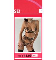 Lencería erótica, ropa interior sexy de encaje hueco, conjuntos exóticos transparentes, conjunto sensual de sujetador y bragas con aros con ligas - details 67