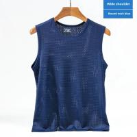Chaleco de malla de seda de hielo para hombre, ropa interior de malla hueca de verano, camiseta deportiva fina de talla grande sin mangas, informal de moda - details 21