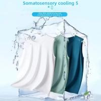 Chaleco de seda de hielo para hombre, camiseta sin mangas de verano de secado rápido de malla con hombros anchos, chaleco deportivo de talla grande con hombros huecos para Fitness - details 5