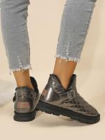 Botas cálidas de nieve para mujer, botines de felpa con hebilla, invierno, 2023 - details 21