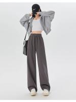 Primavera otoño mujer pantalones largos Casual pierna ancha cintura elástica Mujer Pantalones rectos de punto 2024 Pantalones deportivos pantalones sueltos - details 5