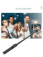 Palo selfie bluetooth para teléfono móvil, luz de relleno giratoria, oculto todo en uno, multifuncional, con trípode incorporado, soporte para transmisión en directo. - details 5