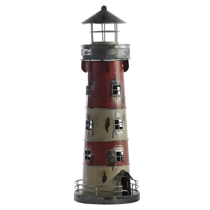 Portavelas Retro, faro decorativo de marinero, candelabro de hierro forjado artesanal, baliza en miniatura, decoración nostálgica para el hogar - 1