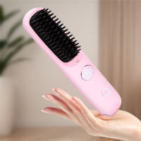 Plancha de pelo portátil, plancha de pelo inalámbrica, pantalla Digital, peine alisador de pelo, 3 temperaturas ajustables para viajes en casa - details 0