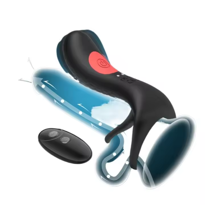 Vibrador de Doble Anillo Control Remoto Masaje de Testiculo Atraso de Ejaculación - 1