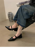 Nuevo tacón bajo puntiagudo versátil palabra con zapatos individuales de tacón grueso zapatos Lizhen - details 6