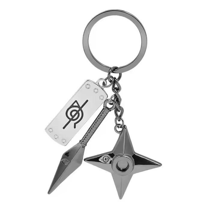 Llavero de Ninja Naruto Kunai Shuriken Konoha Accesorio de Llaves de Coche para Bolso - 1