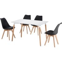 Sillas de comedor nórdicas con respaldo ergonómico, material PU y patas de 2,8 cm de ancho |   Sillas de Cocina con Madera de Haya Maciza (2 Sillas Grises) - details 5