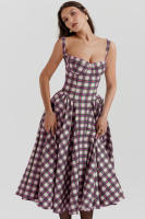 Vestidos a cuadros para mujer, vestido de verano con cuello Halter - details 17
