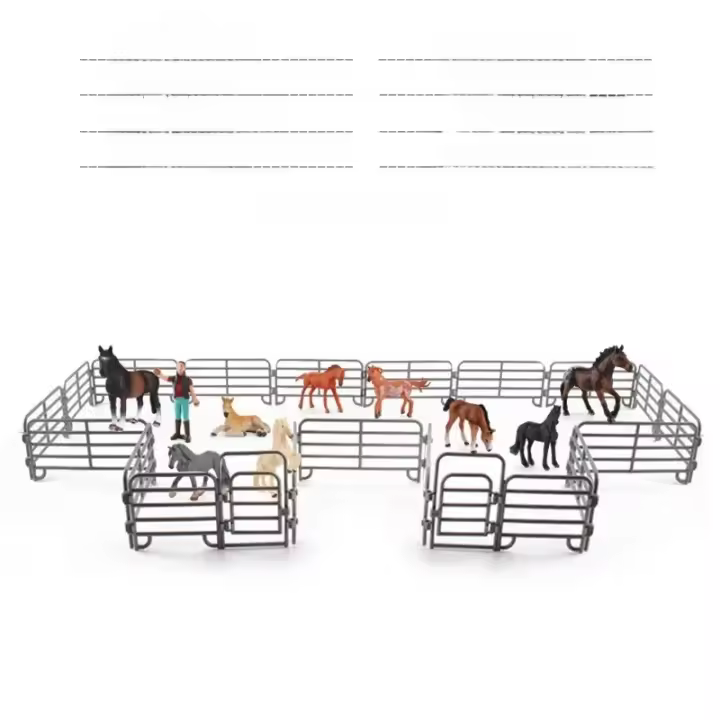 Juguetes DIY Para Niños Animales De La Granja Ponedero Valla Modelo Pastura Zoológico Figuras Captura Lobo Guardia De Acción - 1