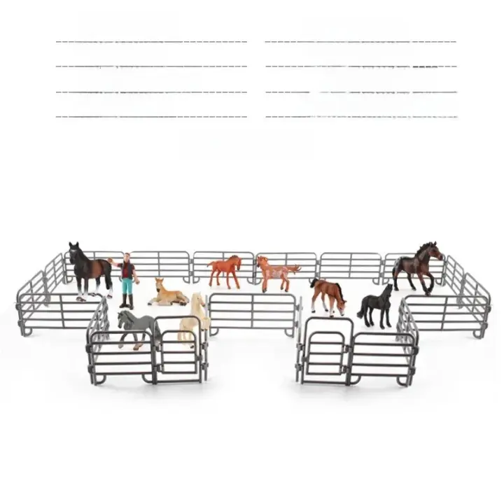 Juguetes DIY Para Niños Animales De La Granja Ponedero Valla Modelo Pastura Zoológico Figuras Captura Lobo Guardia De Acción - 1
