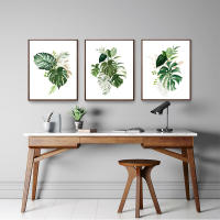 Pintura Nórdica en Lienzo de Monstera Hojas Botánicas Decoración Artística de Pared para Dormitorio Marca DHROOM Material Lienzo - details 3