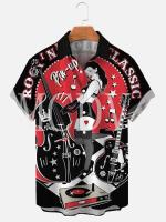 Camisa de manga corta hawaiana transpirable informal con estampado Rockabilly Vintage Rocker Rock N Roll para hombre - details 18