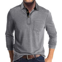Camiseta Polo Básica de Manga Larga con Solapa para Hombre - details 5