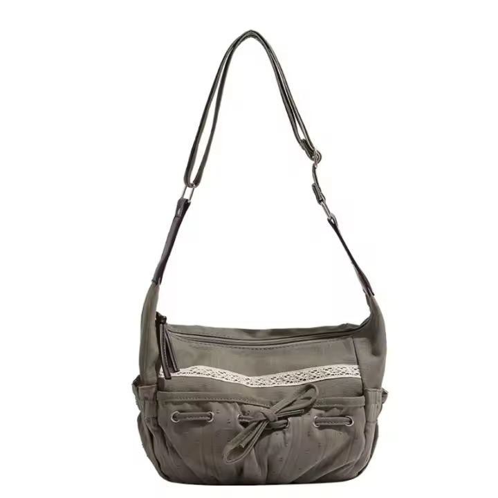 Nuevo diseñador, ropa de calle estética informal con hombro para mujer, bolso cruzado de encaje, bolso de mezclilla - 1