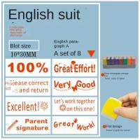 8 unids/set de corrección de tareas para profesores, sello alentador, ahorro de tiempo, comentario, reseñas positivas, sello de calificación, firma - details 8