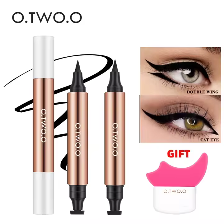 Kit de Estampado de Eyeliner O.TWO.O Eyeliner Líquido Negro Duradero e Impermeable - 1