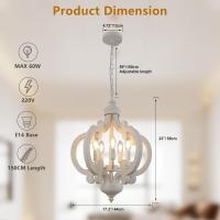 Lámpara de Techo de Madera de 5 Luces Lámpara Colgante Rústica Blanca Envejecida para Comedor, Dormitorio, Cocina - details 2