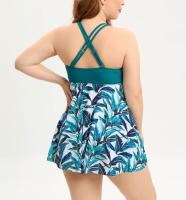 Tankini de anacardo para mujer, Bikini de gran tamaño, falda sin mangas, traje de baño corto de cintura alta, ropa de playa sin espalda, 5XL, 4XL, 3XL - details 4