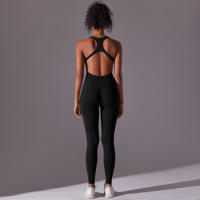 Body de Yoga de una pieza, conjunto de pantalones sin costuras, levantamiento de glúteos, Espalda descubierta, ropa sin mangas - details 10
