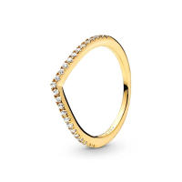 Anillo chapado en oro con circonita brillante para mujer, joyería de Boutique Original con forma de corazón de princesa Wishbone, novedad de 2024 - details 3