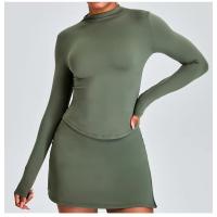 Top deportivo de manga larga, cuello redondo, ajustado, ligero y elástico para mujer - details 8