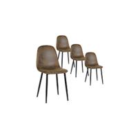 Casa Juego de 2 sillas de Comedor 2 Asientos Blandos y sillas de Cocina con Patas de Metal Macizo para Sala de Estar Dormitorio Suede Brown - details 14