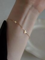 Pulsera minimalista con corazones pequeños para mujer, cadena chapada en oro de acero inoxidable, regalo de joyería de moda para estudiantes - details 1