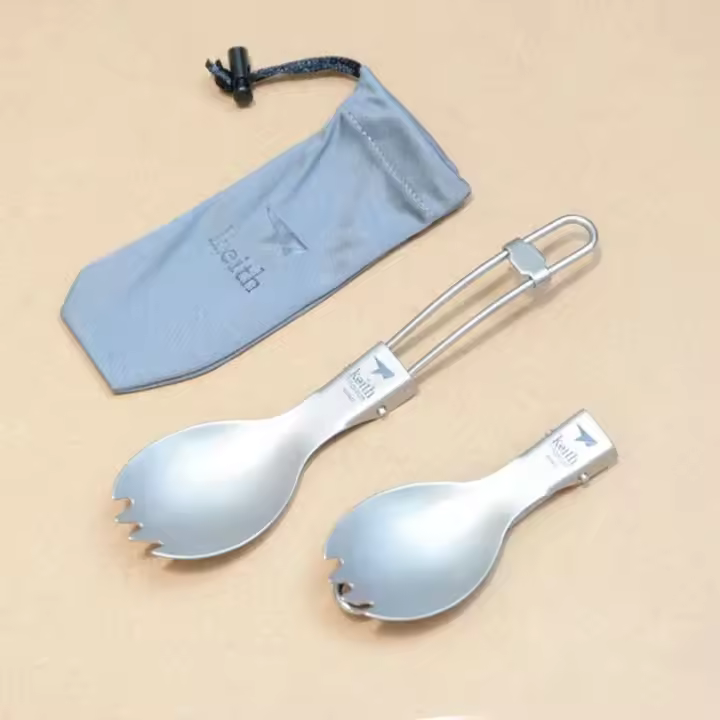 Keith Villa Titanium, Vajilla Plegable, Portátil, Exterior, Picnic, Salud, Encendedor, Cuchillo, Tenedor, Cuchara - 1