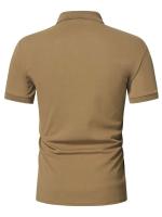 Camiseta polo de manga corta de color sólido con solapa para hombre, top de ajuste informal, ropa para hombre - details 5