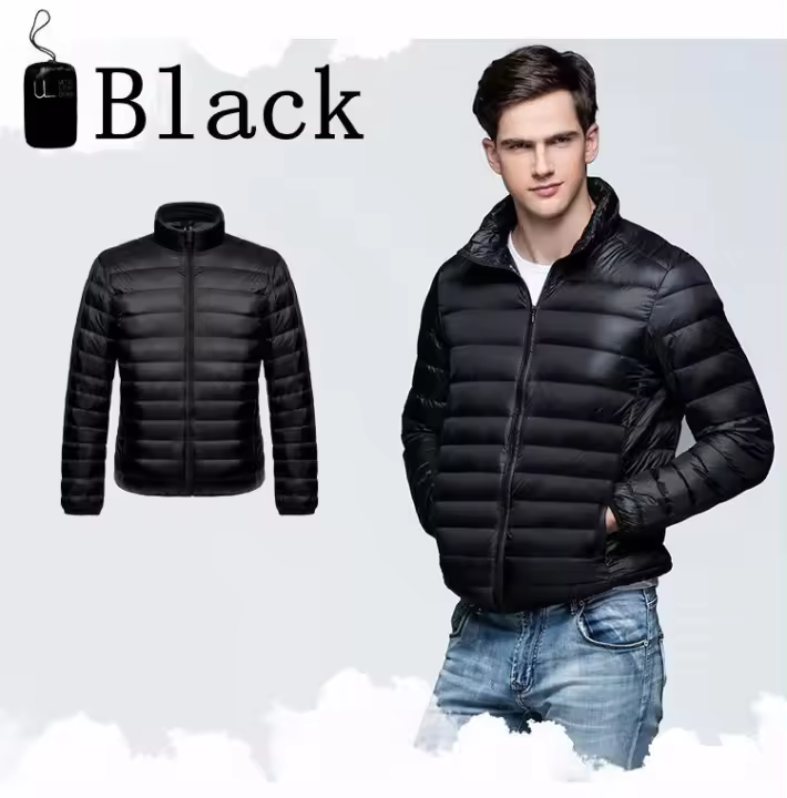 Chaqueta de plumón ultraligera para hombre, cortavientos de plumas, abrigo ligero portátil y cálido - 1