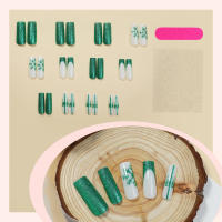 Nuevas Uñas Desmontables de Polvo Verde Brillante Estilo Navidad Adhesivo para Uñas de Europa y América 24 Piezas - details 3