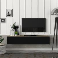 Mesa TV Flotante Mueble TV Suspendido con 2 Compartimentos Puertas Abatibles Aglomerado 135 x 31 x 25 cm - details 2
