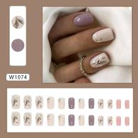 24 cuadrados de diseño floral francés simple, juego completo de uñas postizas, puntas de uñas desmontables DIY - details 7