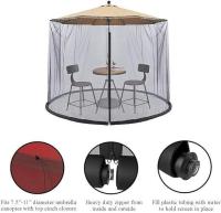 Valla romana, tubería de agua, paraguas, mosquitera, paraguas de patio de 9 pies con puerta y red de poliéster - details 1