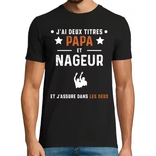 dos títulos papá y nadador sincronizado,Camiseta de Pádel Divertido, ropa para exteriores - 1