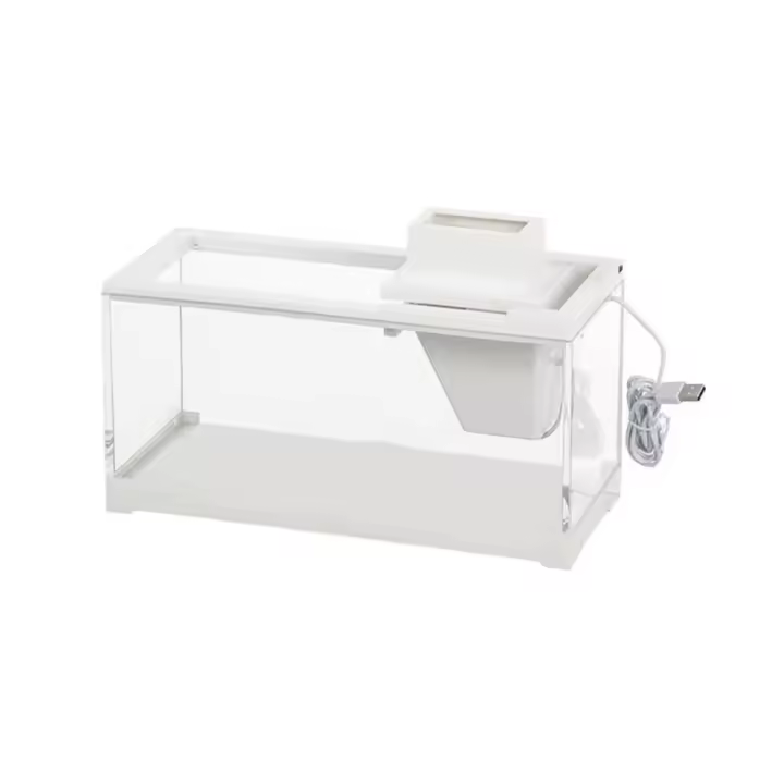 Mini pecera de escritorio con luz LED, transparente, con bomba de agua, caja para peces de acuario, espacio de plantación silencioso - 1