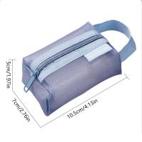 Bolsa De Cosméticos Con Manija De Malla Transparente Bolsa De Viaje Para Maquillaje Portátil Y Organizador De Almacenamiento - details 2