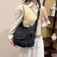 Mochila de Denim Holgada Elegante Correa Ajustable, Cierre de Cremallera, Forro de Poliéster, Estilo Casual, Versátil para Estudiantes y Commuters Bolso de Cruz y Hombro - details 4