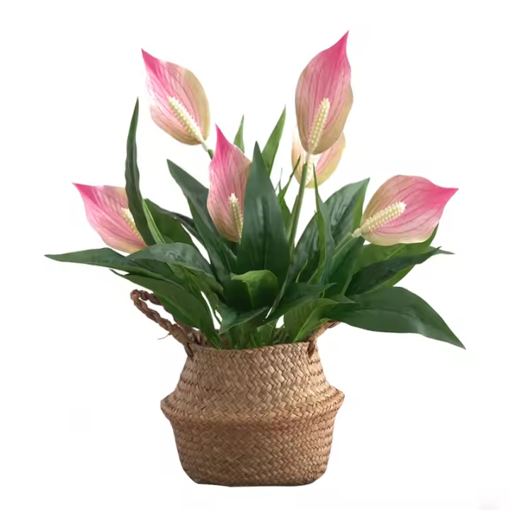 Plantas artificiales Monstera Tropical para decoración del hogar, árbol de Anthurium falso, hojas de plástico, palmera de escritorio de tacto Real, 42cm - 1