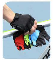 Guantes de medio dedo para bicicleta de montaña, manoplas cortas de GEL, almohadilla de Palma gruesa de 6mm, a prueba de golpes y antideslizante, tela elástica - details 14