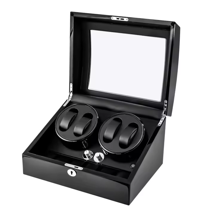 Caja de almacenamiento automática para reloj, vitrina de lujo con luz LED, 4 + 6 - 1