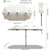 Sombrilla Parasol Rectangular, Sombrillas Jardin para Terraza Playa Piscina Mercado Patio Exterior, 300 x 150 cm, Protección Solar UV50+, Doble Beige - details 1